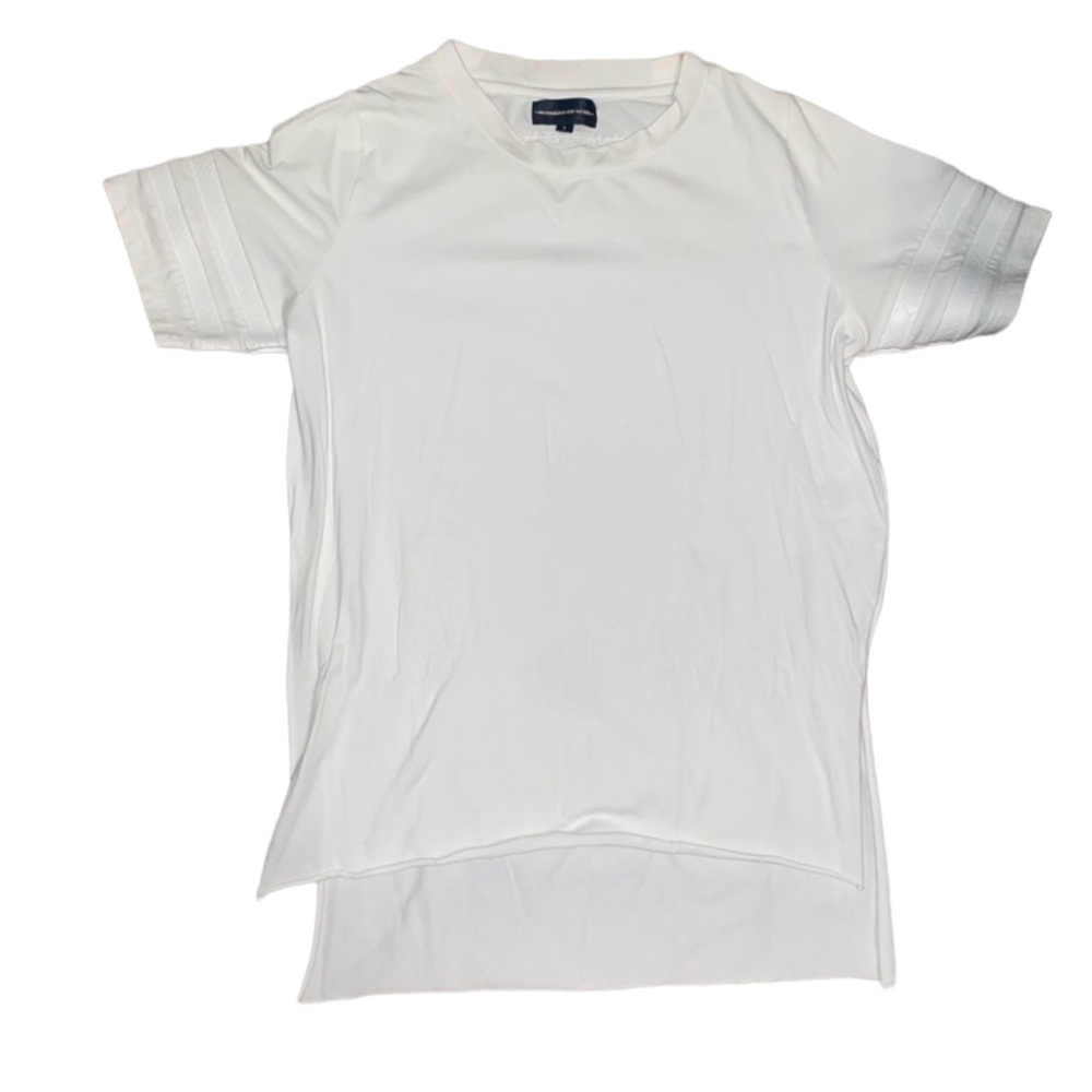 Maniere de voir white croc sleeve t shirt with side split